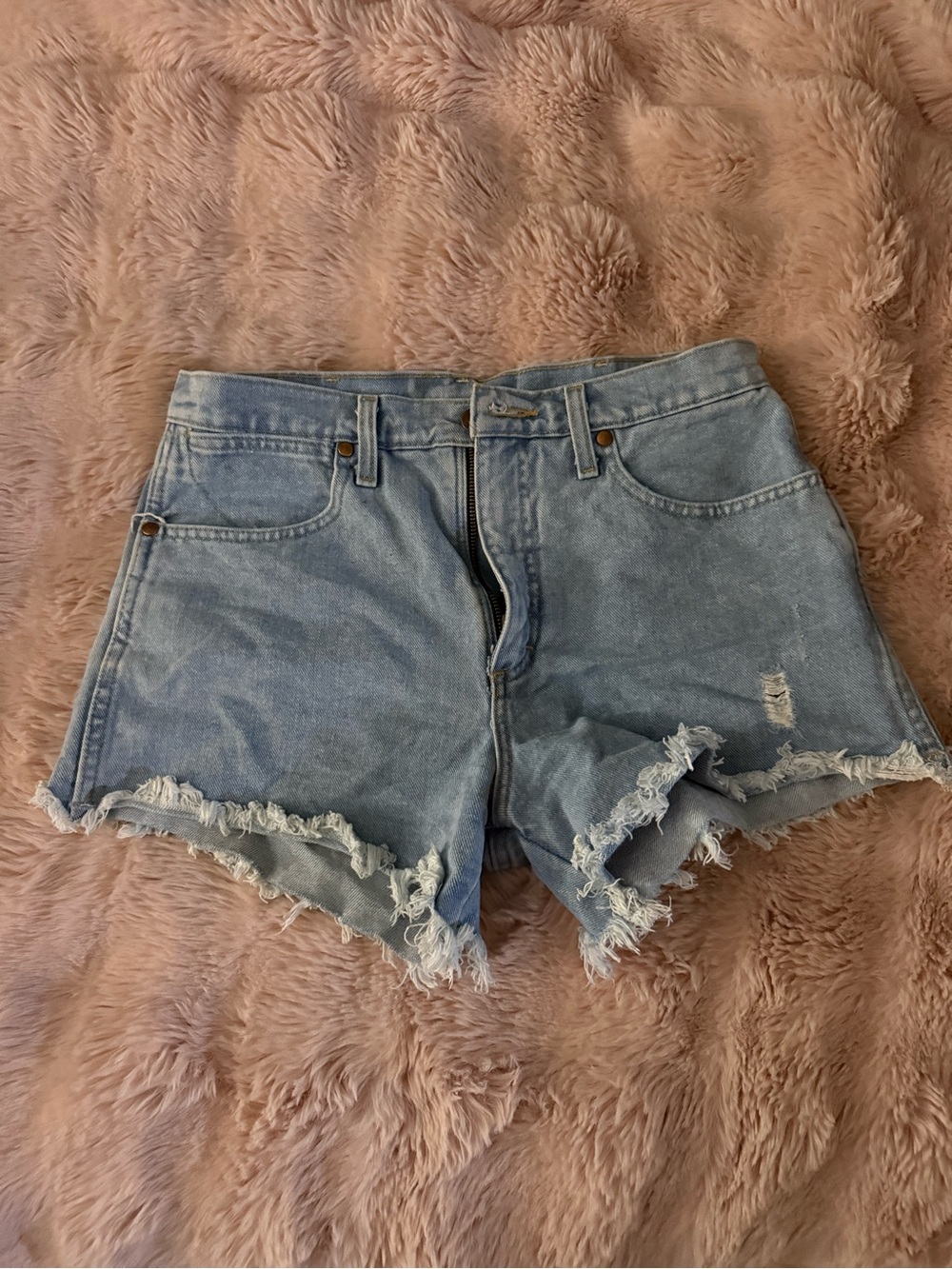 Wrangler Light Blue Frayed Hem Denim Shorts